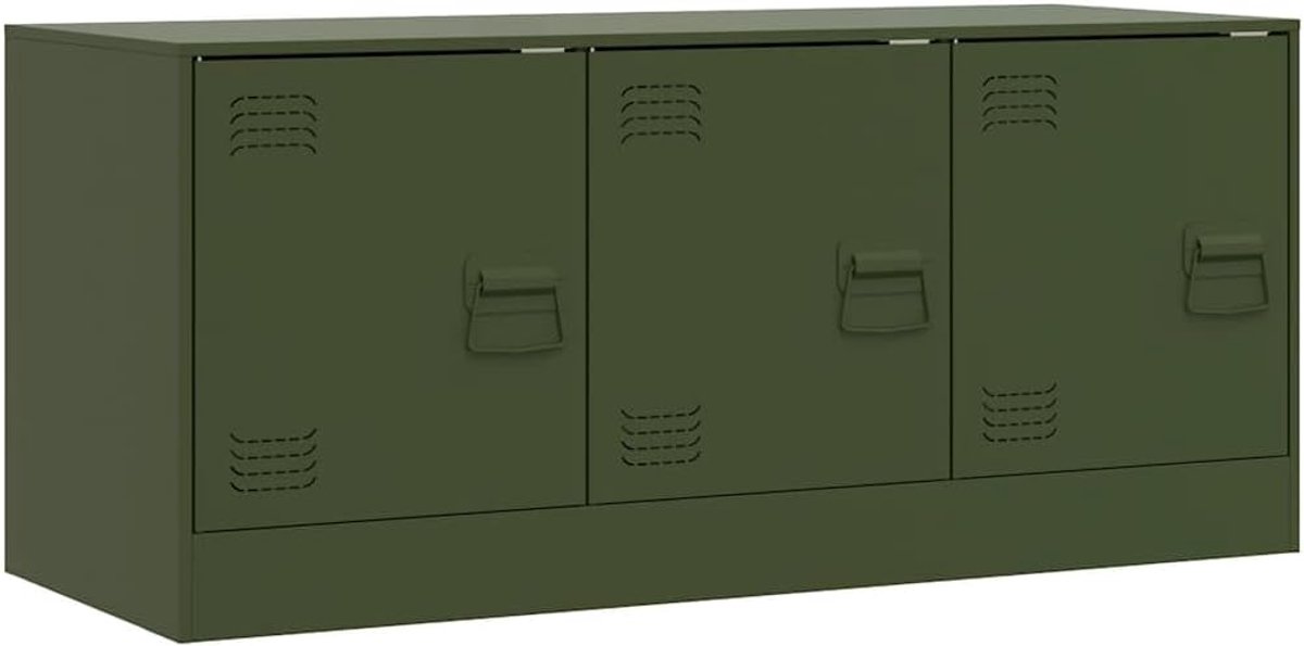 Tv-meubel - Tv kast dressoir - Woonkamer opbergen - 3 deuren 3 niveaus - 99x39x44 cm - Olijfgroen