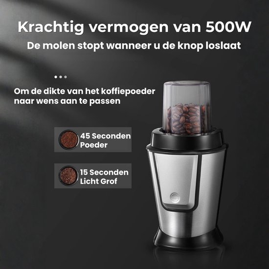 Smoothie Maker - Mixer Bekers - Gezond Drankje Maken - Met Koffiegrinder - 2 Flessen 570ml - RVS — afbeelding 2