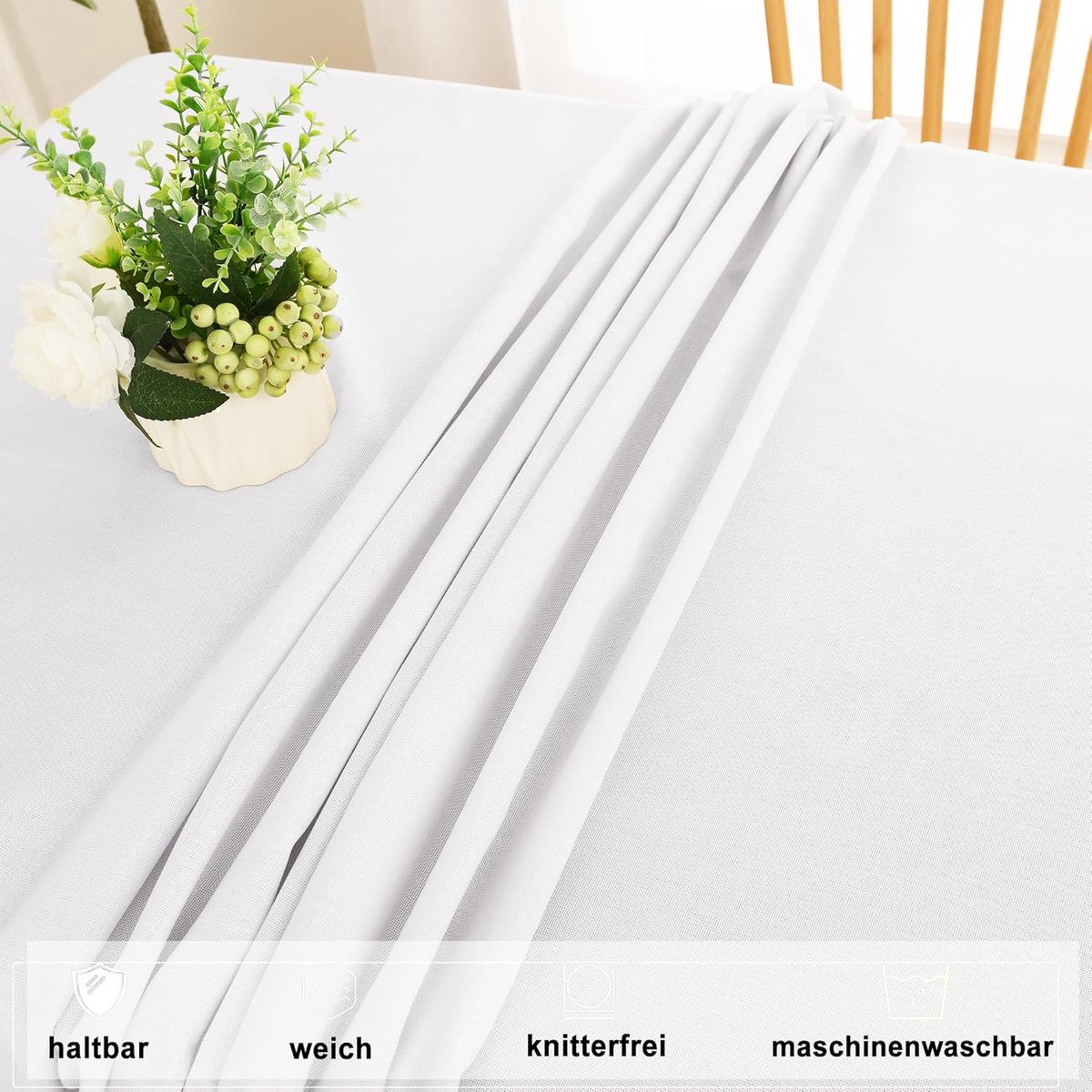 Witte Tafelkleed - Linnenlook Tafelkleed - Dineren Buiten - Waterafstotend - 135x300cm - Wit