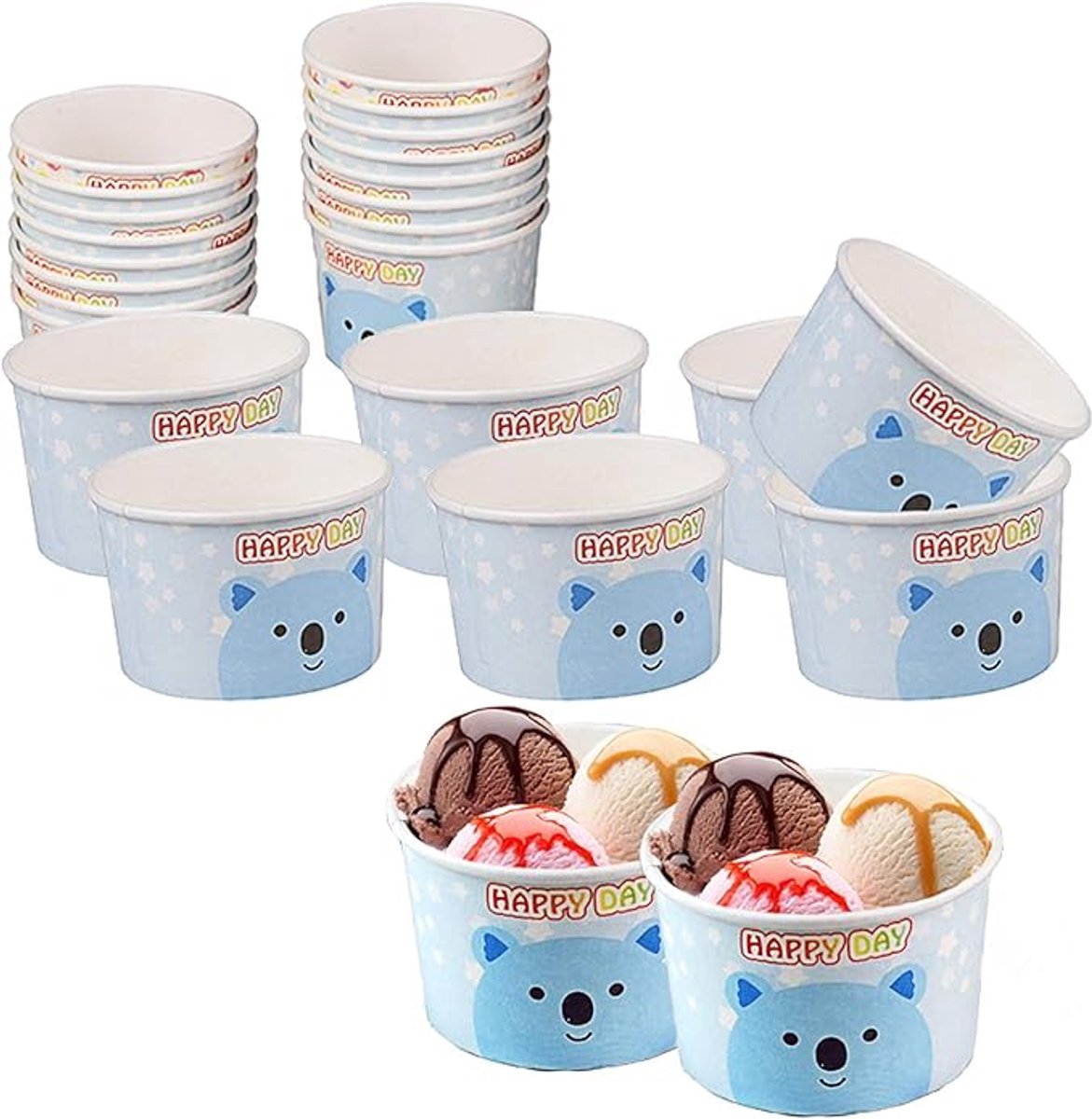 Ijsbeker - ijsbeker karton - 120 ml - Sterk en Stevig Karton - IJsbakjes - Papieren taartbekers - 100 Pcs - Bluaw - Party schepijs softijs ijsje zomer festival thema feest - van Imperatoris