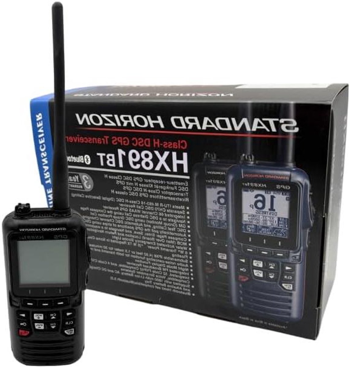 Handmarifoon Radio - Scheepsradio VHF - Veilige Vaart - GPS en Bluetooth - IPX8 Waterdicht - Zwart