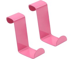 MroMax 2 Stks Stevig Over De Deur Haken 67mm x 26mm Omkeerbaar voor Kast Deur Lade Opslaan Organizer Hanger Hold Up Rose Rood