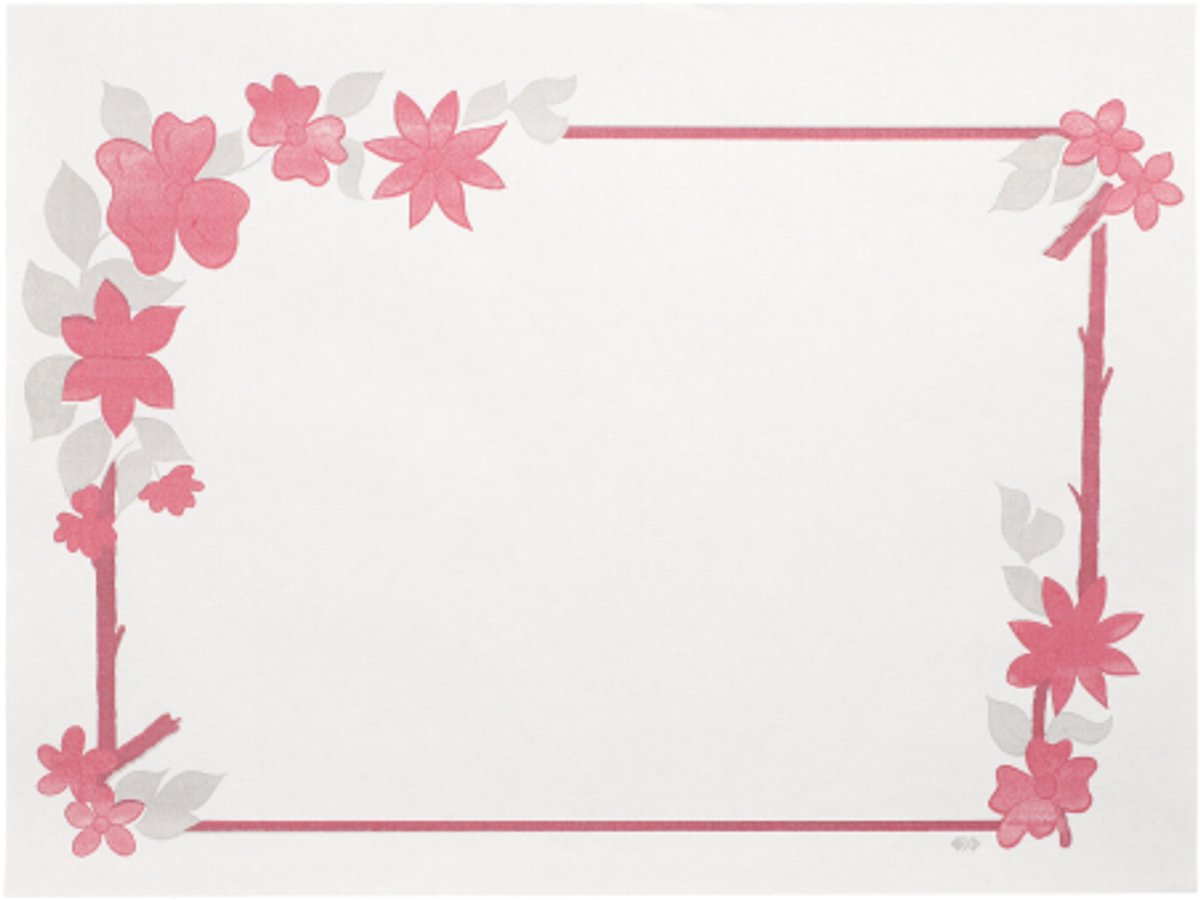 4x 250 Placemats papier 30 cm x 40 cm wit Bloemenrand