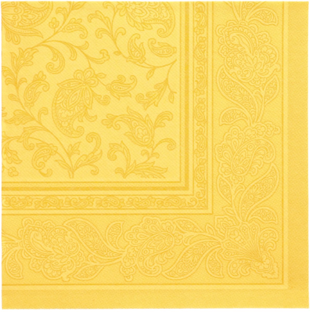 5x 50 Servetten ROYAL Collection 1/4 vouw 40 cm x 40 cm geel Ornaments