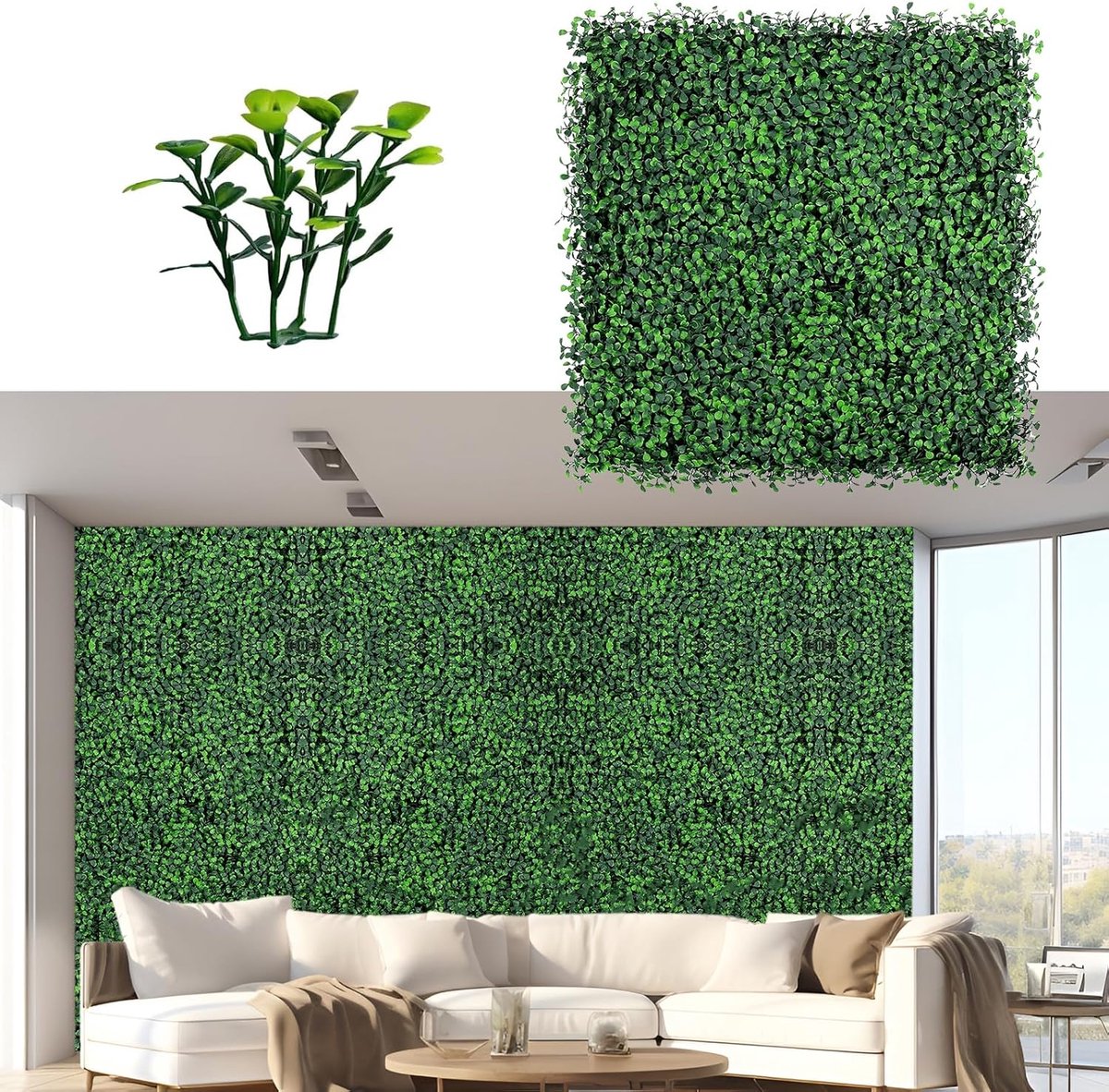 Kunstgras Panelen - Wanddecoratie Groen - Achtergrond Creëren - Weerbestendig Onderhoudsarm - 50x50cm Per Stuk - Groen