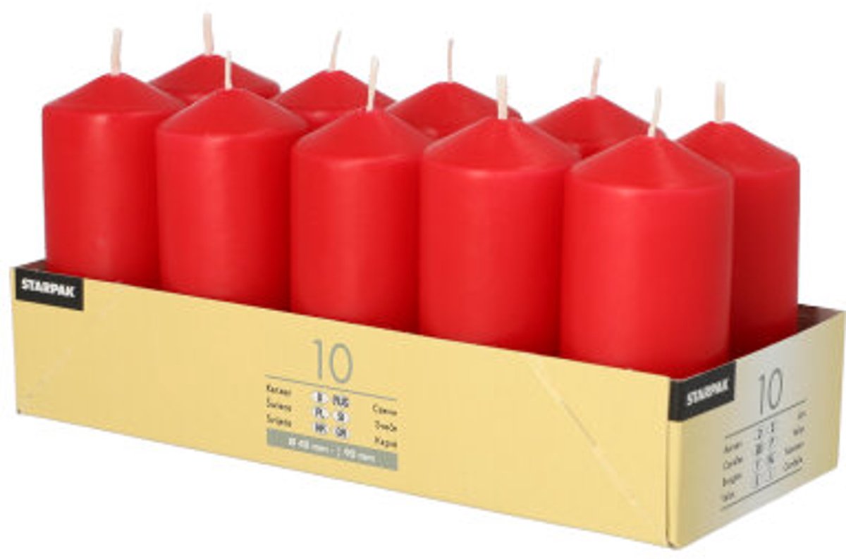 4x 10 Stompkaarsen Ø 40 mm · 90 mm rood