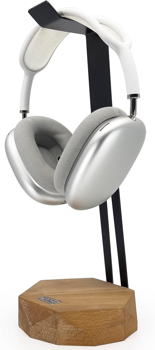 Hoofdtelefoonhouder - Headset standaard - Bureau organiseren - Hout metaal ontwerp - Zwart