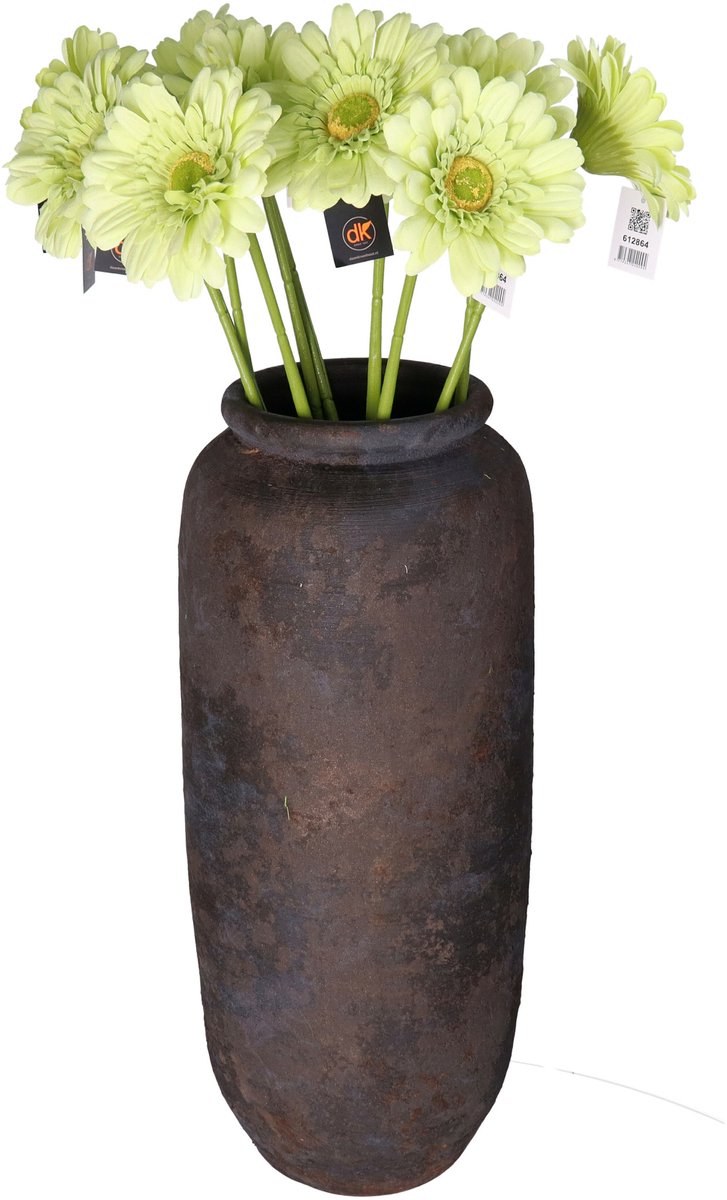 DK design Kunstbloemen boeket Gerbera - 8x - 72cm - lichtgroen - Real Touch - kunst zijdebloemen