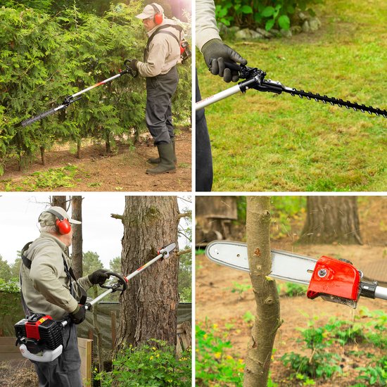 EBERTH bosmaaier stronkmaaier grastrimmer, multitool 4-in-1 op benzine inclusief draagriem, 3 pk, cilinderinhoud 52 cc tweetaktmotor, maaihoofd met automatische draadvoeding stronkmes, heggenschaar,takenzaag, trekstart van Merkloos	 — afbeelding 3