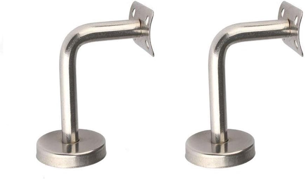 Trapleuning Beugel - Wandsteun Leuning - Trap Veiligheid - Roestvrij Staal - 60x60 mm - Zilverkleurig