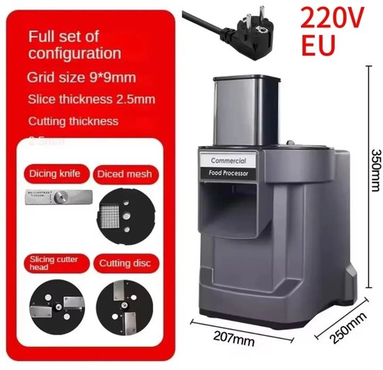 Delightness Automatische Groente Snijmachine - Groentehakker - Keukenmachine - Snij Apparaat - Keuken Apparatuur - Keuken - Grijs — afbeelding 2