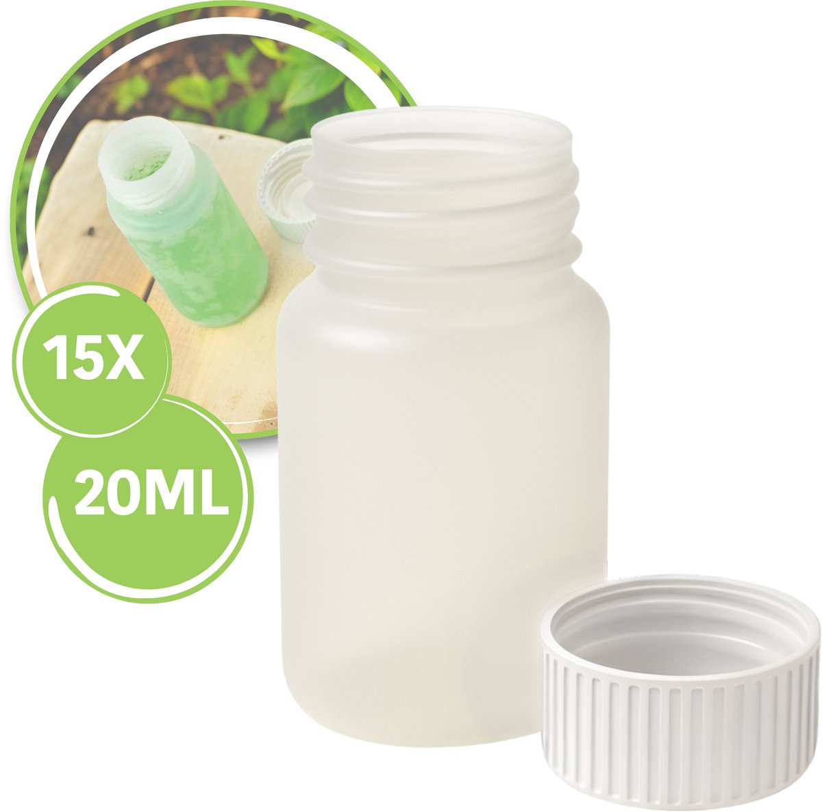 Plastic Potjes met Deksel 20 ml – 15 Stuks – Lekvrij & Navulbaar – Reisflesjes voor Cosmetica, Medicijnen, Verf & Kraaltjes
