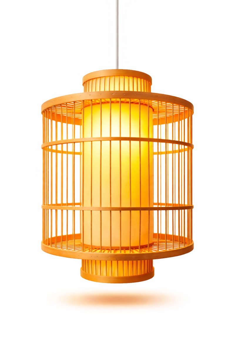 Bamboe Hanglamp – Ø30 x 40 cm – Japandi – Licht naturel – Handgemaakt – E27 – Lantern Design
