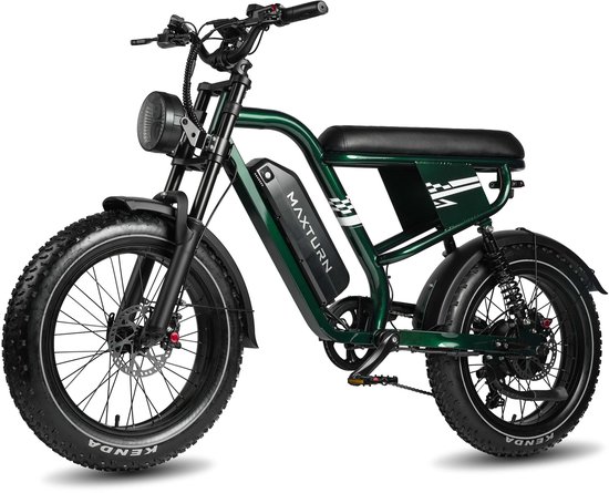 Maxtron MX10 Elektrische Fiets - 648Wh Accu - Actieradius tot 100 km - 20×4.0 Inch Fatbike Banden - Dubbele Verende Voorvork (Aluminium/Staal) - Shimano 7 Versnellingen - Mechanische Schijfremmen - Stadsfiets - Max. Belastbaar 120 kg - Groen — afbeelding 2