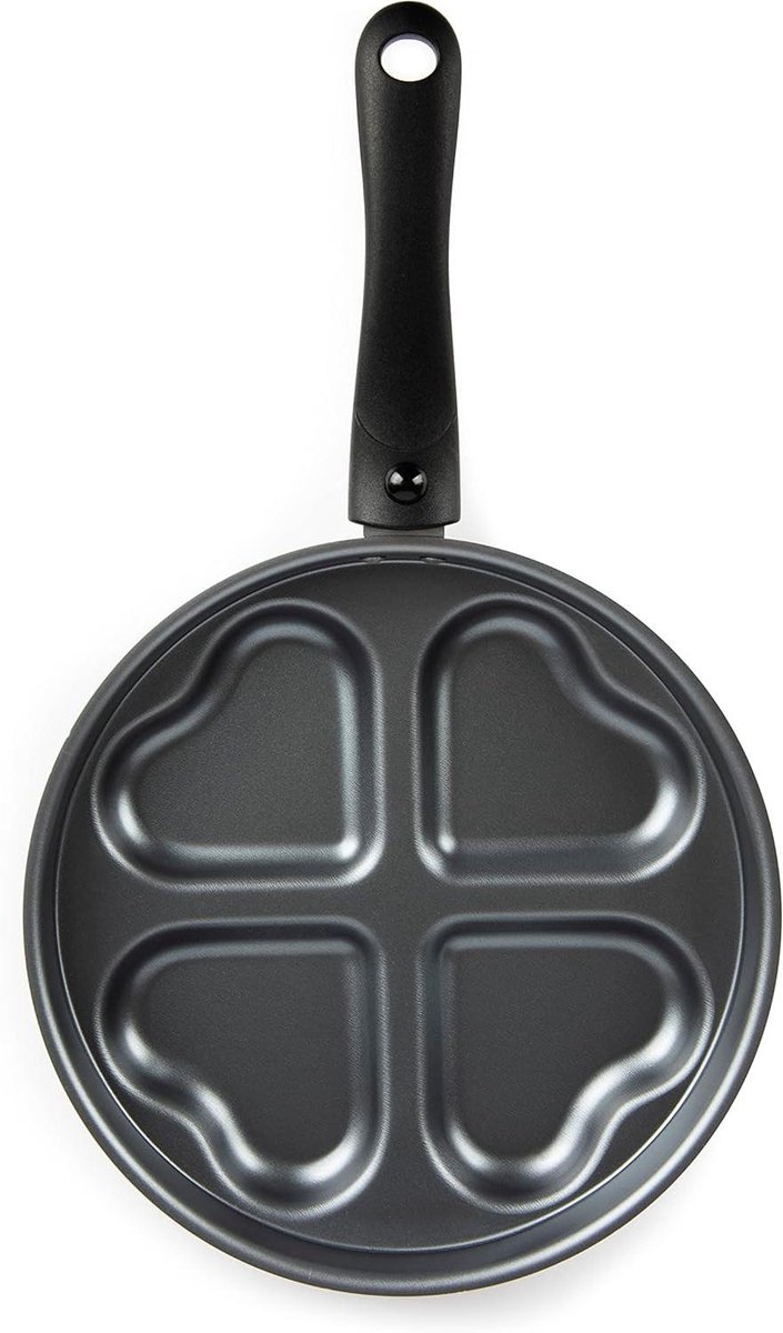Hartvormige Pan - Gourmet Pan - Pannenkoeken Bakken - 4 Vakken - 25 cm Diameter - Zwart