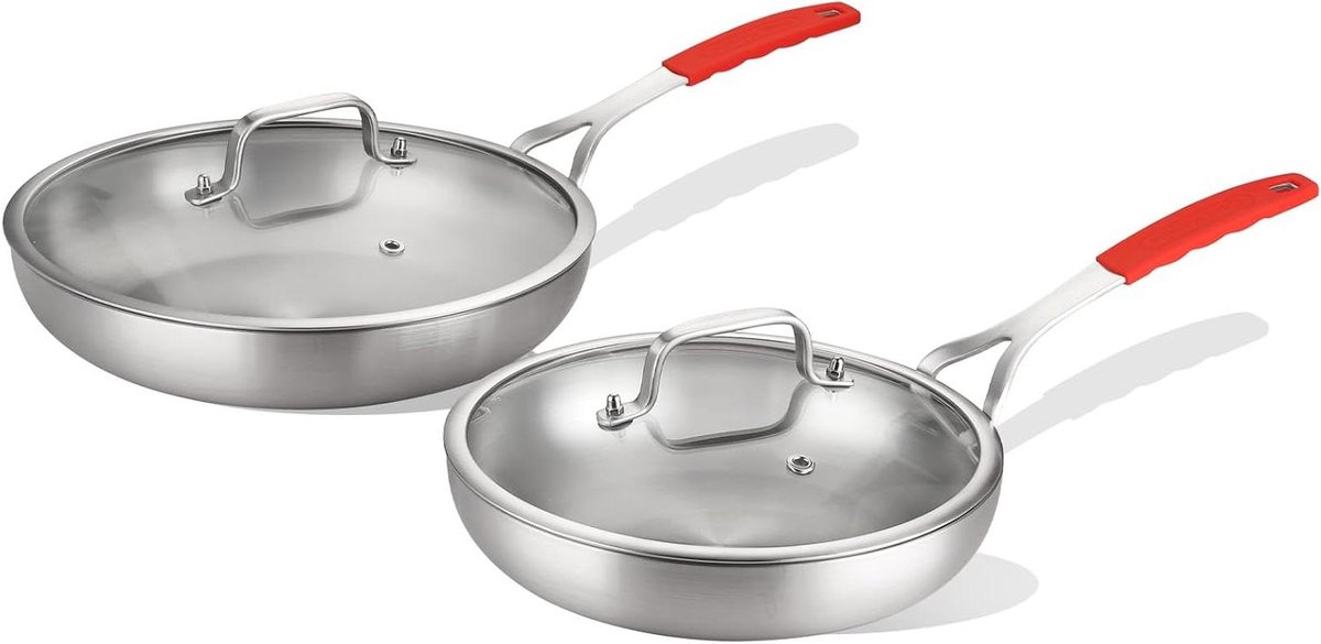 Koekenpan Set - Koekenpannen - Koken - Tri-ply Constructie - 20cm en 30cm - Zilver