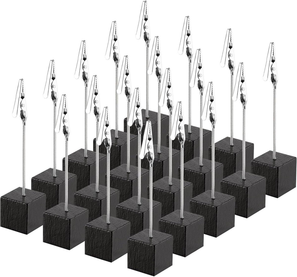 GELLDG 20 Stuks Zettelclips - Memo Clip Houders - Foto- en Kaarthouders - 12x2,5 cm - Metalen Klemmen voor Gemakkelijk Gebruik - Geschikt voor Notities, Kaarten en Postzegels - Houten Basis