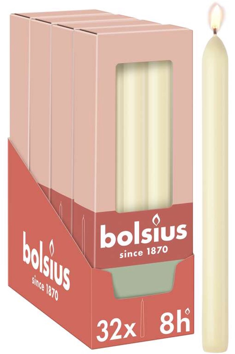 Bolsius Gladde Dinerkaarsen - 23 cm - 32 stuks - Ivoor