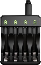 Voltière Batterij Oplader 1.2V - Voor 4 AA/AAA Ni-Mh 1.2V Batterijen - LED Indicatoren - Universele Batterijlader voor Oplaadbare Batterijen