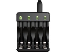 Voltière Batterij Oplader 1.2V - Voor 4 AA/AAA Ni-Mh 1.2V Batterijen - LED Indicatoren - Universele Batterijlader voor Oplaadbare Batterijen