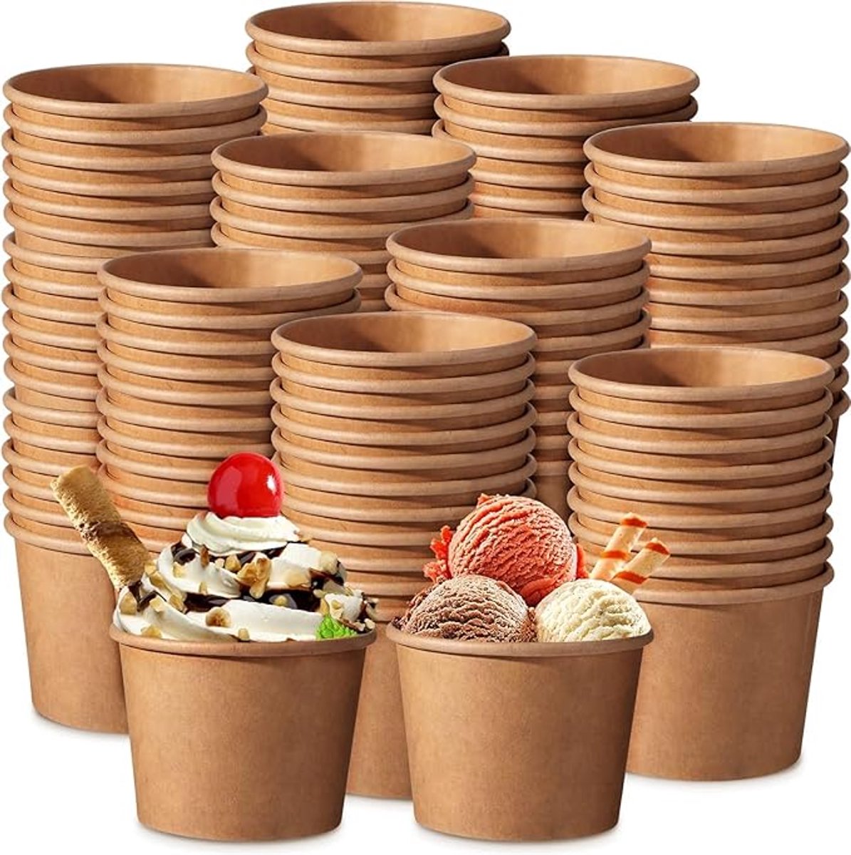 Ijsbeker - ijsbeker karton - 150 ml - Sterk en Stevig Karton - IJsbakjes - Papieren taartbekers - 50 Pcs - bruin - Party schepijs softijs ijsje zomer festival thema feest - van Imperatoris