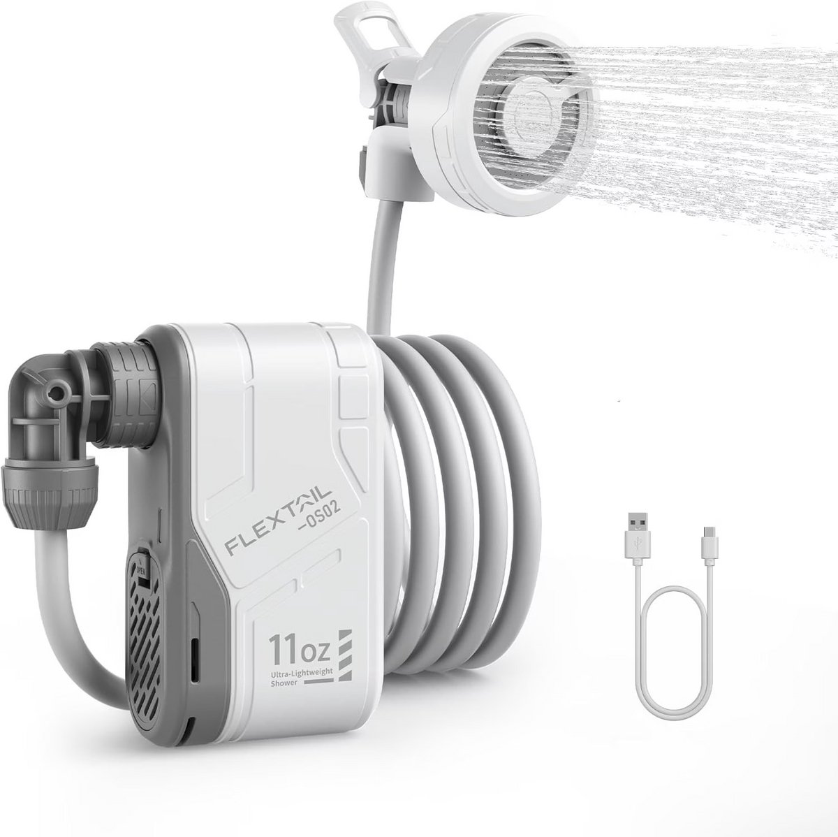 Flextail Max Shower – Campingdouche met Douchekop – Oplaadbaar – 110 min – 2,2 m Slang