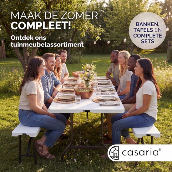 Casaria Tuintafel Opvouwbaar - met Draaggreep 220x70 cm - Wit van Casaria — afbeelding 5