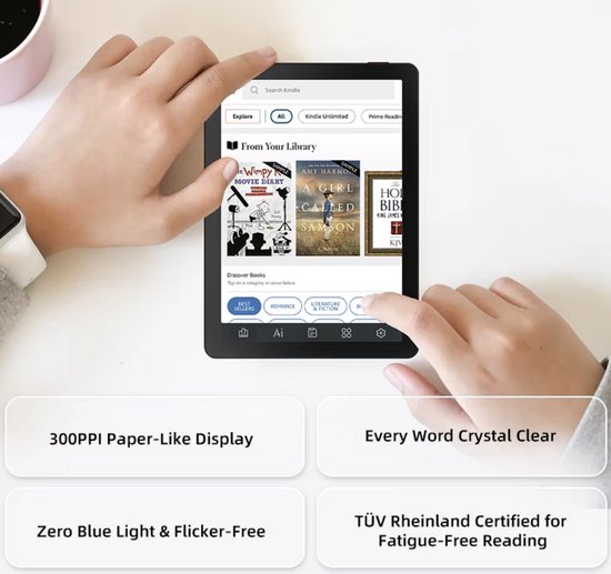 E-reader 6 inch E-Ink eBook Reader B6 - OS Android 14 - 36-Level Frontlight - 4GB RAM 64GB Opslag - Oogvriendelijk Scherm - Zwart van Merkloos — afbeelding 4