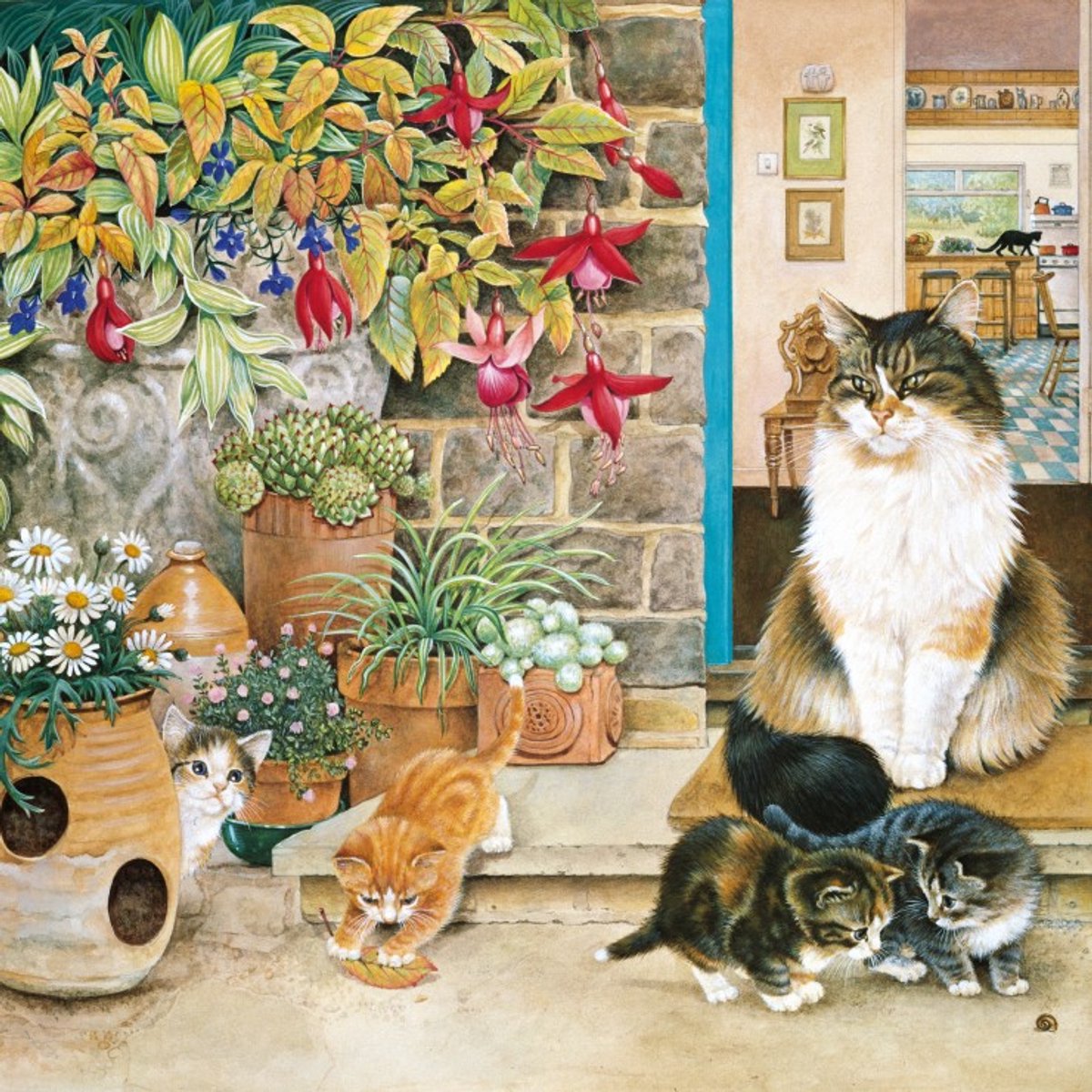 Alipson Puzzle legpuzzel Agneatha en haar Kittens op de Deurmat - 1000 stukjes.