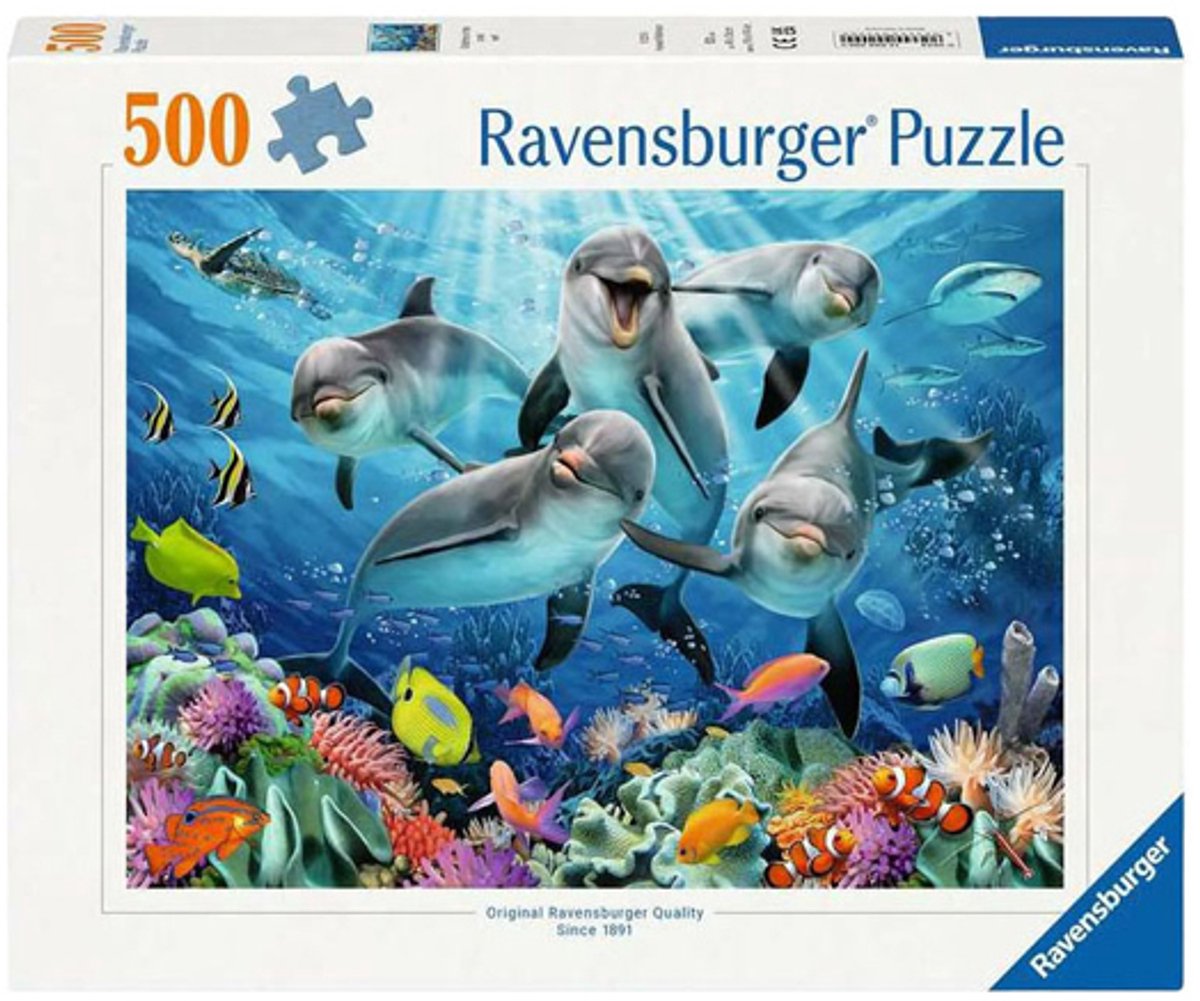 Ravensburger puzzel Dolfijnen in het koraalrif - Legpuzzel - 500 stukjes — afbeelding 6