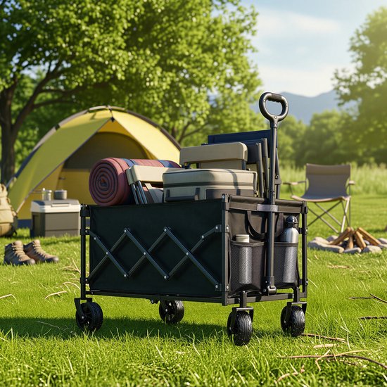 SONGMICS GFW150BH01 - Opvouwbare Bolderkar - Met Trekstang en 4 Versterkte Wielen - 150 L Capaciteit - Draagvermogen tot 120 kg van Merkloos — afbeelding 4