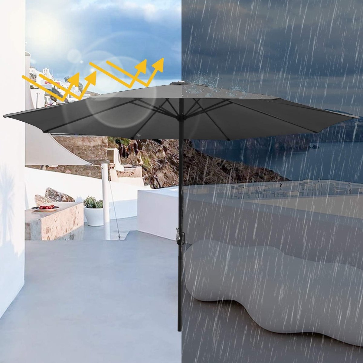 Zweefparasol Tuinscherm - Buiten Scherm - Terras Bescherming - Waterafstotend UV30+ - 350cm Diameter – foto 3