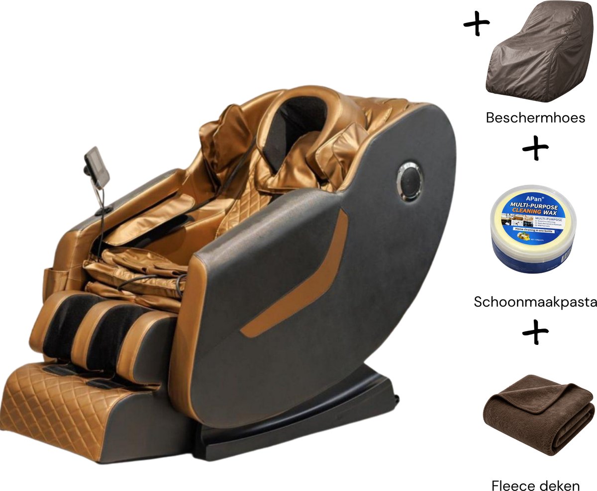 Relif™ Hemelrust Massagestoel - Full Body Massage - Zero Gravity - Warmtefunctie - 16 Airbags - Oogmassage - Bluetooth - Zwart/Goud