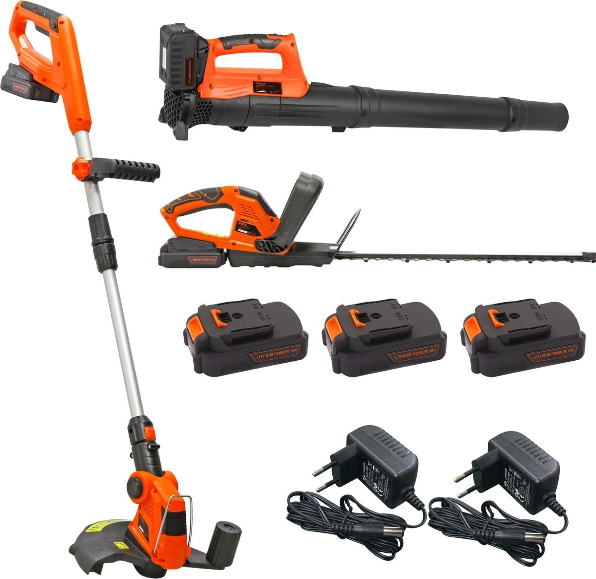 Kibani accu grastrimmer + heggenschaar + bladblazer - bladblazer accu - bladblazer elektrisch - bladblazers - bosmaaier - kantenmaaier - grastrimmers met accu - heggenschaar electrisch
