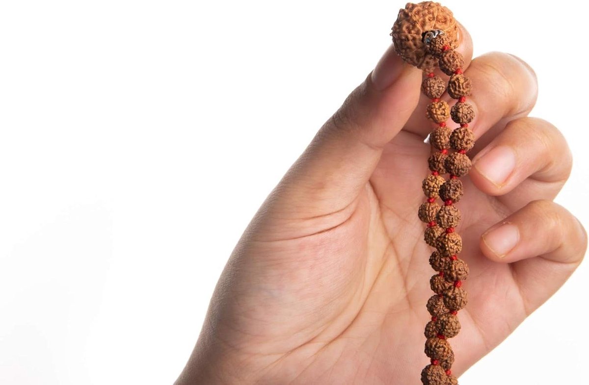 Helende Armband - Meditatie Armband - Stress Verlichting - Natuurlijke Rudraksha Kralen - Elastisch - Bruin