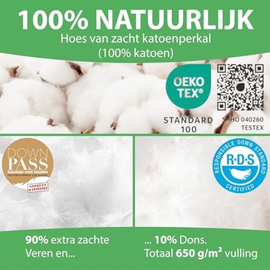 Donsdekbed 240x220 cm - Luxe Hotelkwaliteit - Allergievriendelijk en Zacht