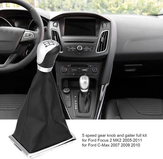 Schakelpookknop Set - Pookknop Gaiter Boot Kit - Auto Interieur Upgrade - Specifiek Ontworpen Pasvorm - 5 Versnellingen - Zwart — afbeelding 4