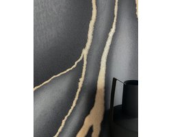 NEWROOM Vliesbehang Zwart Marmer Look - Modern 3D Optiek Marmeren Structuur voor Woonkamer Slaapkamer