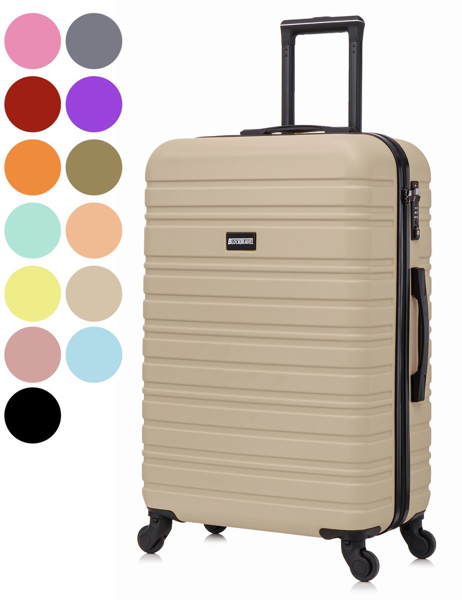 BlockTravel® Reiskoffer Groot 74L - Grote Koffer met TSA-slot - Reiskoffer met Wielen - Valies Grote Koffer - 4 Spinner Wielen - Lichtgewicht Koffer - Ruimbagage Koffer - Koffer Large - 72cm - Champagne