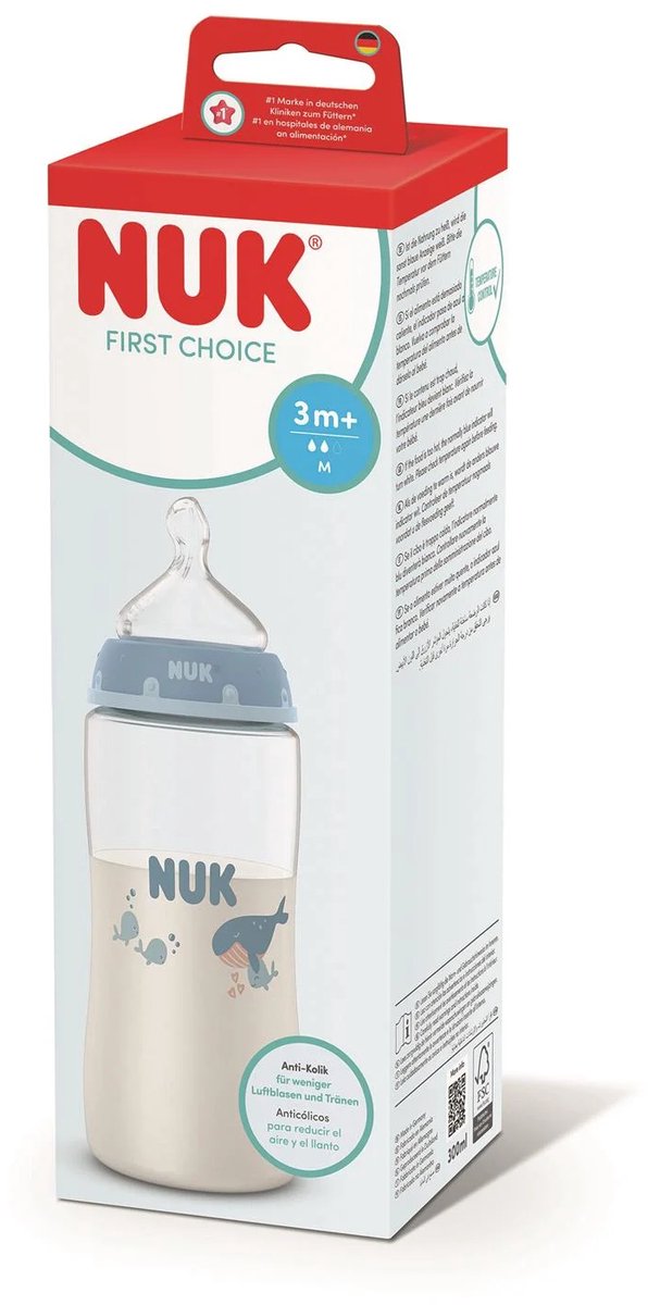 NUK - First Choice - babyfles 300 ml - Wal - 3 maanden + - speen maat : M| van Nuk — afbeelding 3