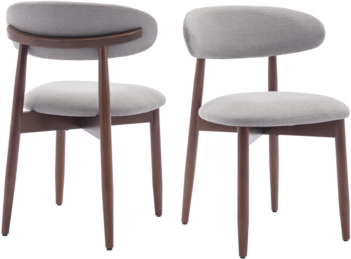 COLAMY Houten eetkamerstoelen - set van 2 - Moderne met stof beklede keukenstoelen - Boerderij eetkamerstoel- lichtgrijs
