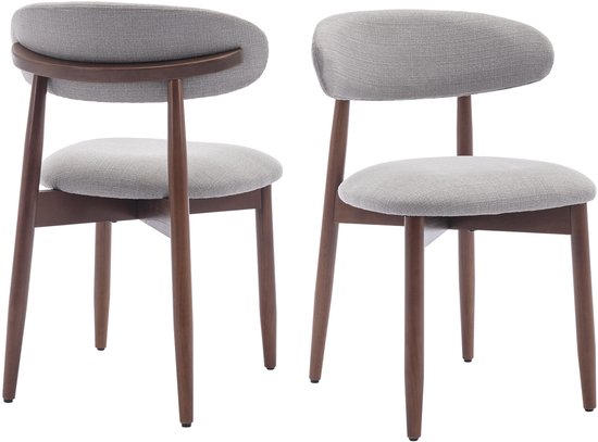 COLAMY Chaises de salle à manger en bois, lot de 2, chaises de cuisine modernes revêtues de tissu, style campagnard avec repose-pieds, gris clair