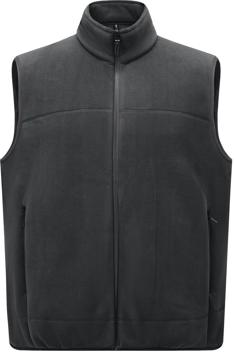 ALLTHEMEN Heren Fleece Vest Opstaande Kraag en Ritszakken Grijs