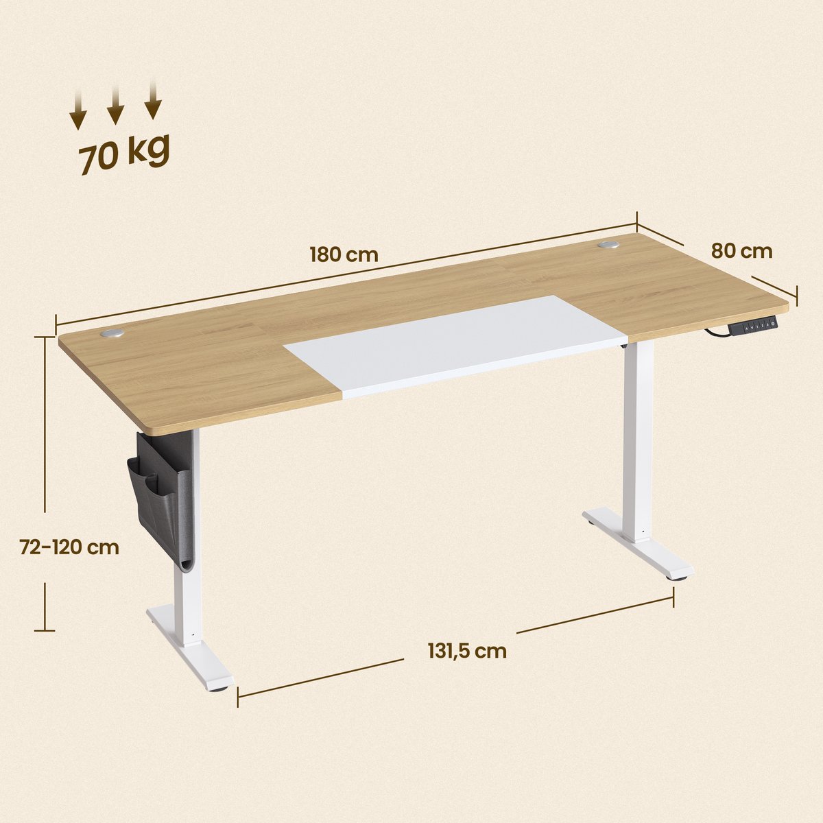 SONGMICS - Zit Sta Bureau - Met Memoryfunctie en USB-C thumbnail 2