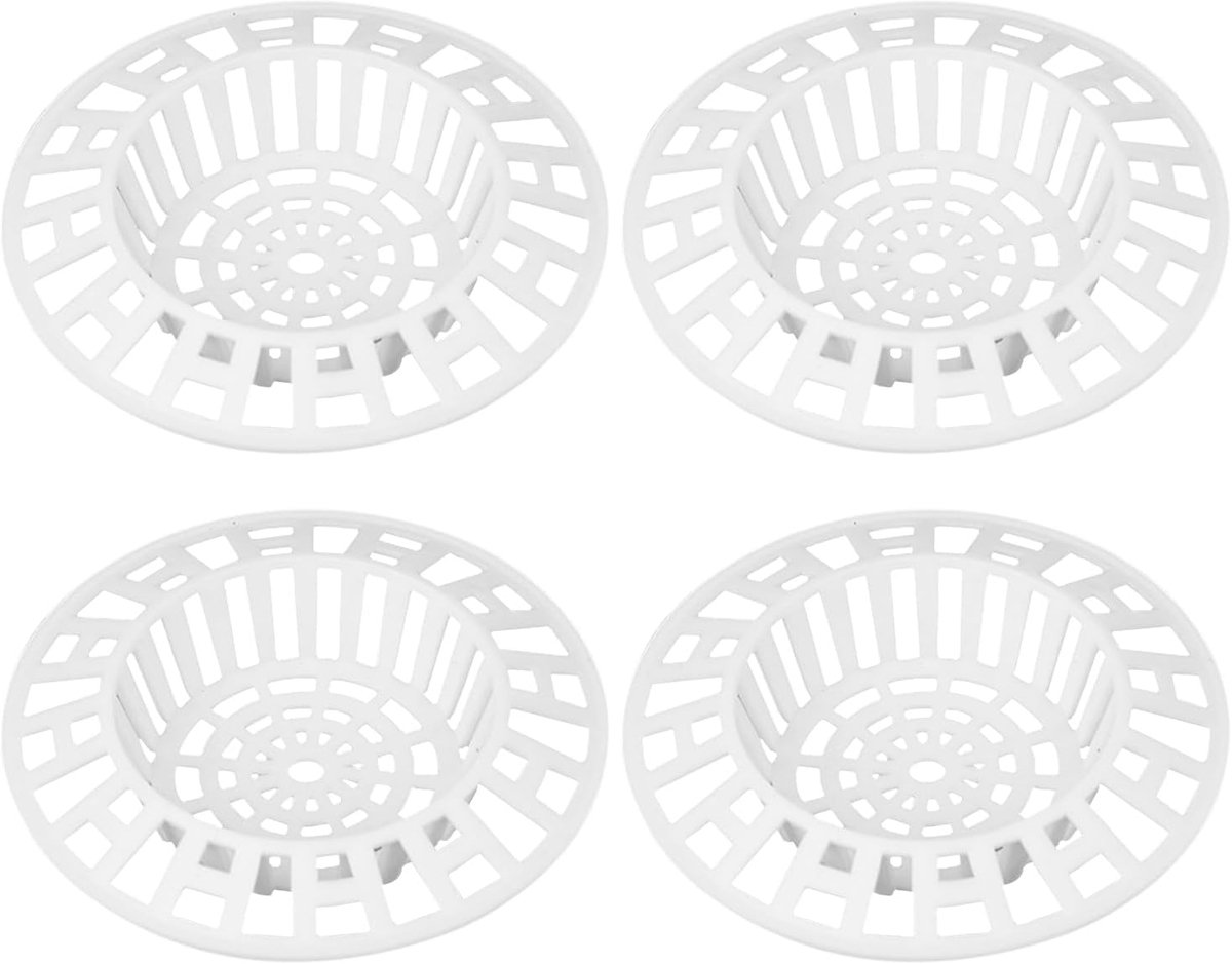 Set van 4 plastic zeefjes voor keuken- en badkamergootstenen - Wit