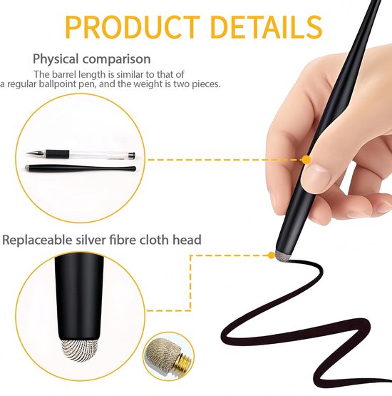 KARZO Nauwkeurige touchscreen pen voor schermen, set van 2 pennen met 4 vervangtips, compatibel met iPad, iPhone, Samsung, Huawei, Surface en anderen, ideaal voor tekenen en navigatie — afbeelding 4