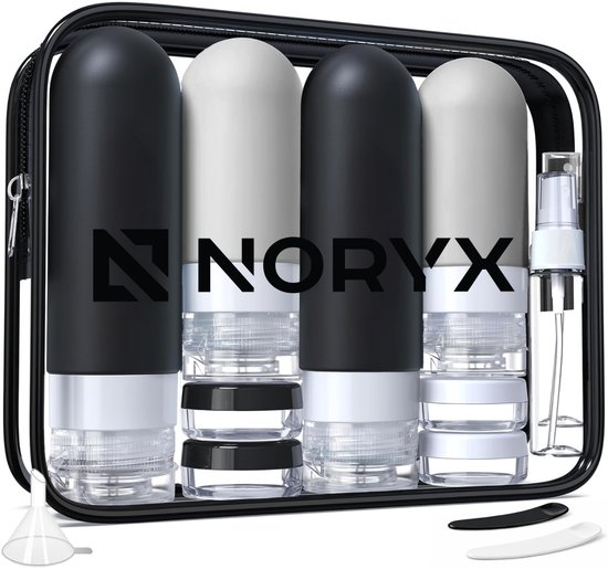 Noryx Reisflesjes 12-delig - Handbagage - Reisaccessoires - Reisflacons - Cosmetica Potjes - Reis Flesjes - Reisverpakking - Reisset