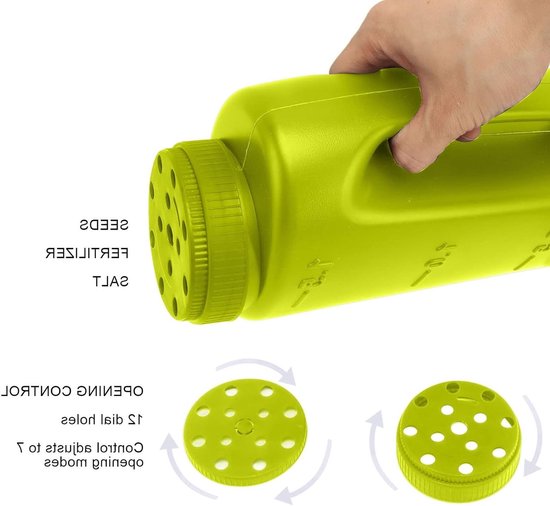 Dailygoods- Kunstmeststrooier Draagbaar - Handstrooier - Zaaddispenser - Zoutstrooier - IJs/sneeuwsmelt - Duurzaam plastic materiaal - Zaadstrooier — afbeelding 4