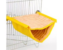 Afneembare en wasbare hangende hangmat voor vogelkooien - geel
