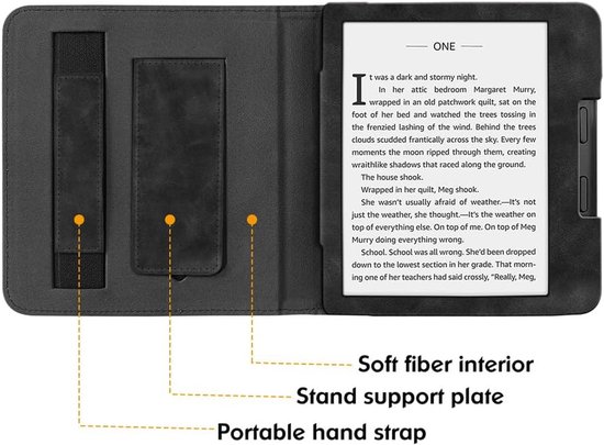 Lederen Beschermhoes Geschikt voor Kobo Sage 8 inch - Slank - Lichtgewicht - Schokbestendig - Met standaard - handriem & auto slaap/wake functie van Merkloos — afbeelding 4